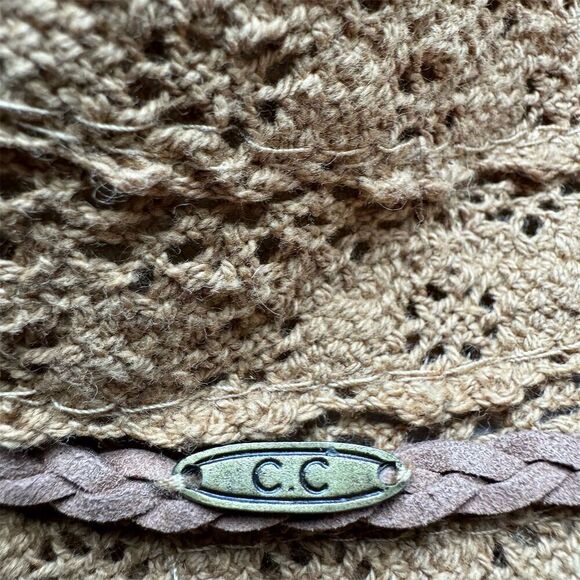 C.C Exclusives Beige Straw Sun Hat Wide Brim Braided Women's One Size - Picture 3 of 14